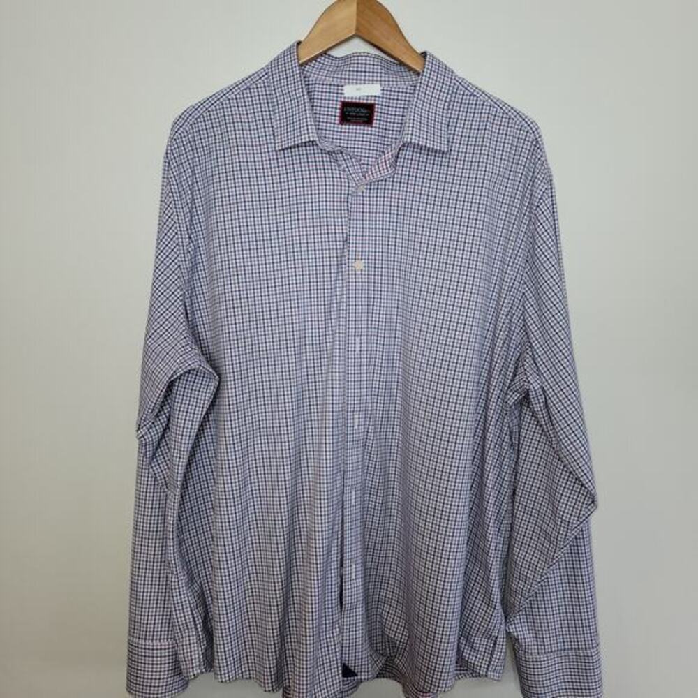 Untuckit Mens Shirt XXXL 3XL Button Up Long Sleeve Blue Checkered‎ Plaid